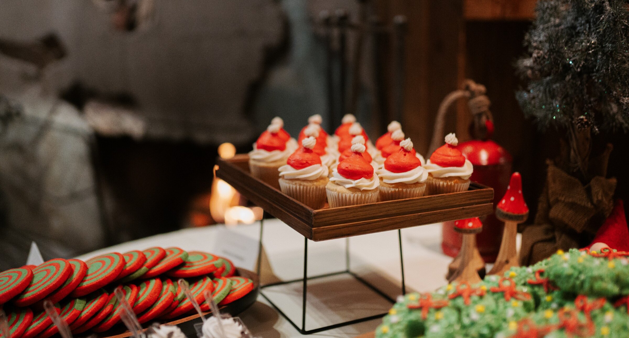 Christmas treats on a buffet table