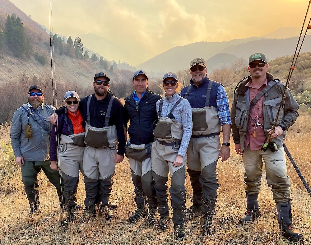 Fly fishing group guided by Sundance Resort