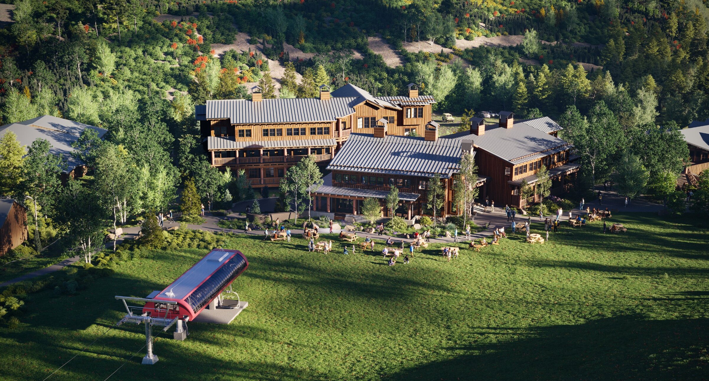 An Aerial view of the Inn and Outlaw Express Lift.