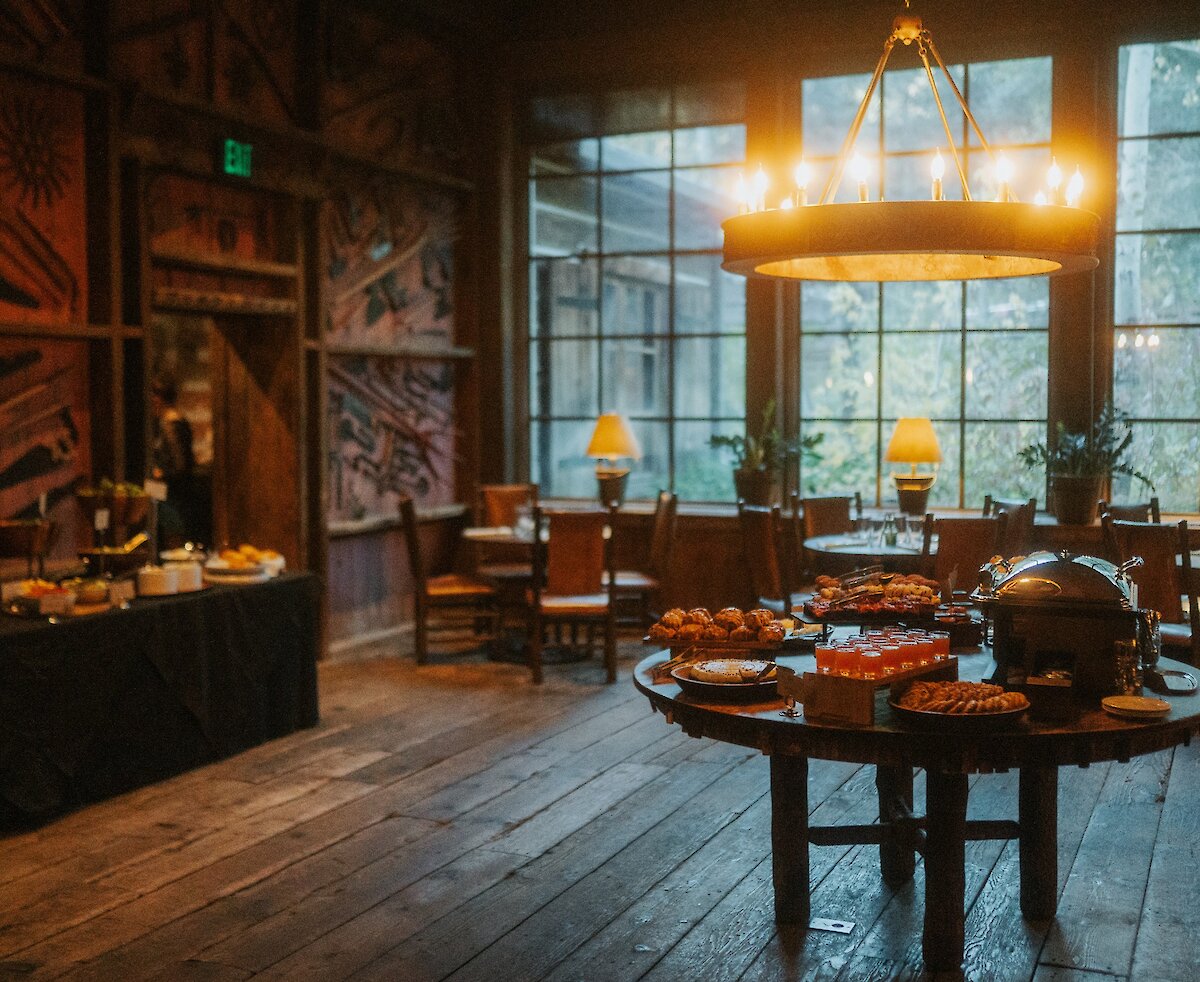 Sunday brunch buffet set up in the Foundry Grill.