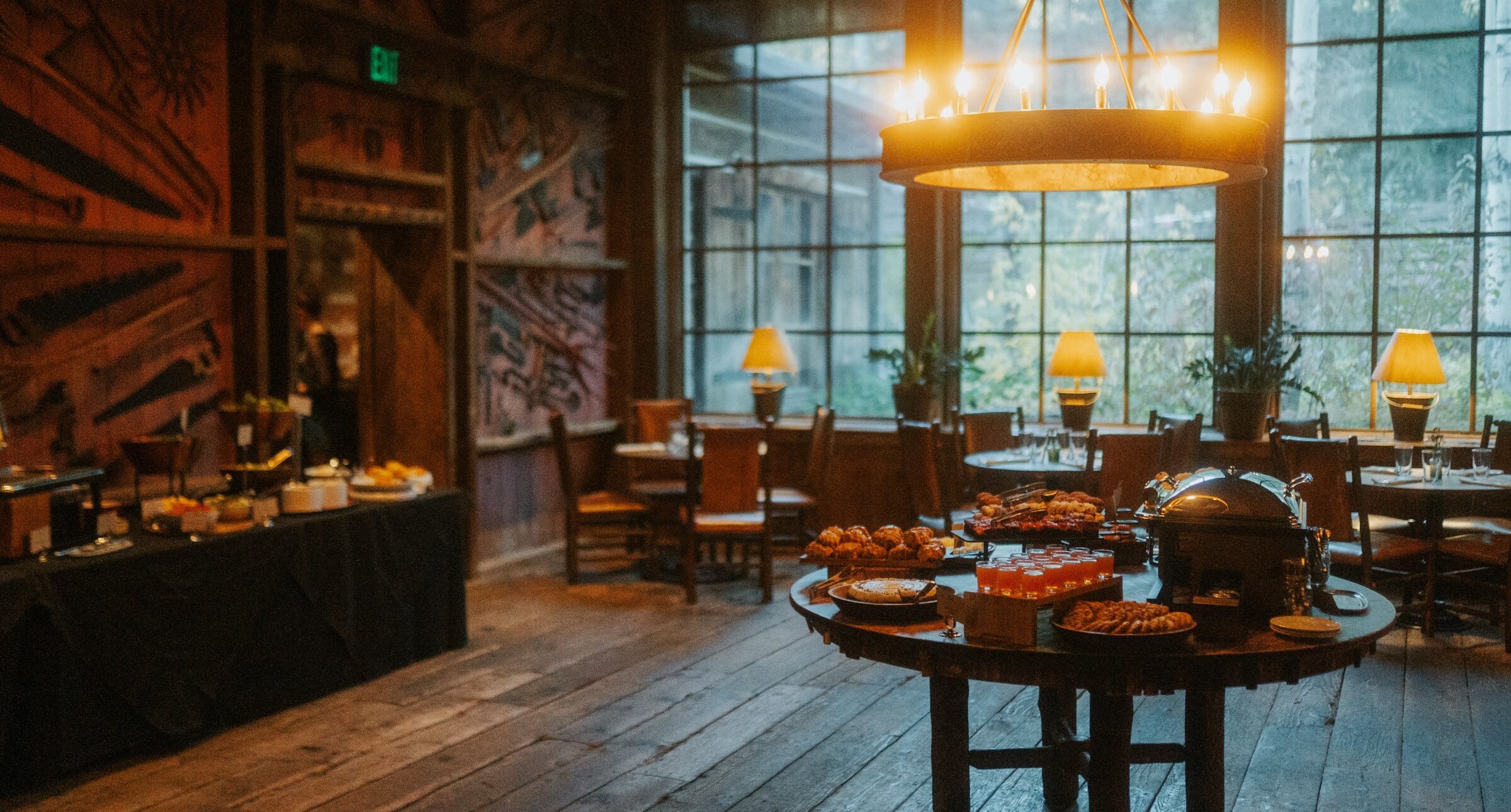 Sunday brunch buffet set up in the Foundry Grill.