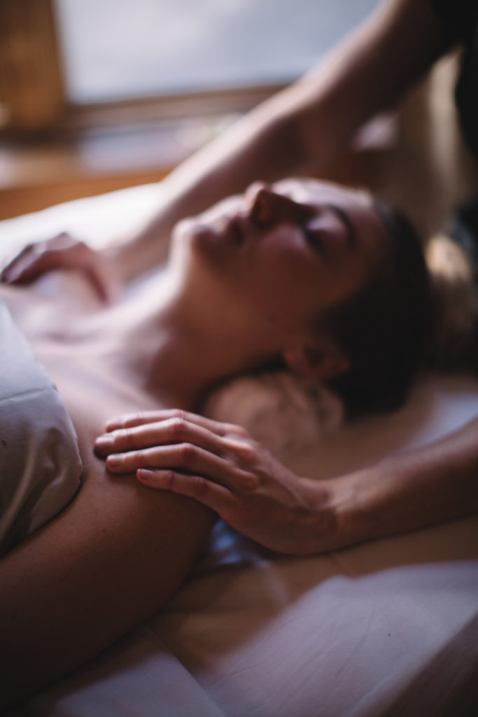 Woman enjoying a relaxing massage at the Sundance Spa.