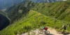 Aerial view of mountain bikers on the trail at Sundance Resort.