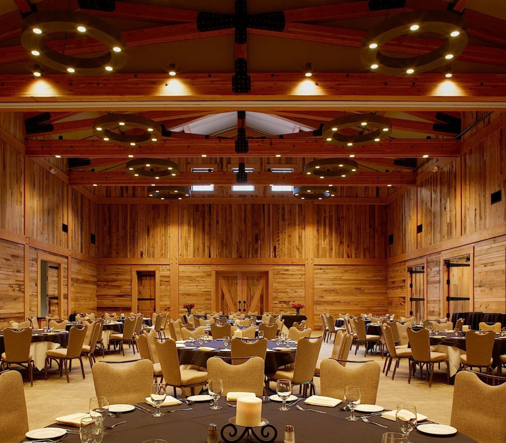 Charming event space with high ceilings and elegant decor.