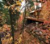 The exterior of Cirque Crest House is decorated with vivid fall colors and wildlife.