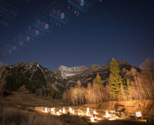 Halloween chairlift ride at Sundance Resort with a haunted graveyard.