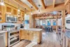 Kitchen view of the open space floor plan at Red Hawk Cabin.