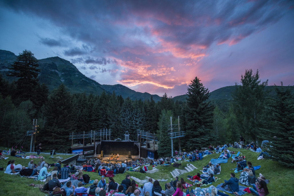 Sunset at the outdoor amphitheater at Sundance Mountain Resort